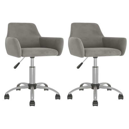 vidaXL Sillas de comedor giratorias 2 uds de terciopelo gris claro