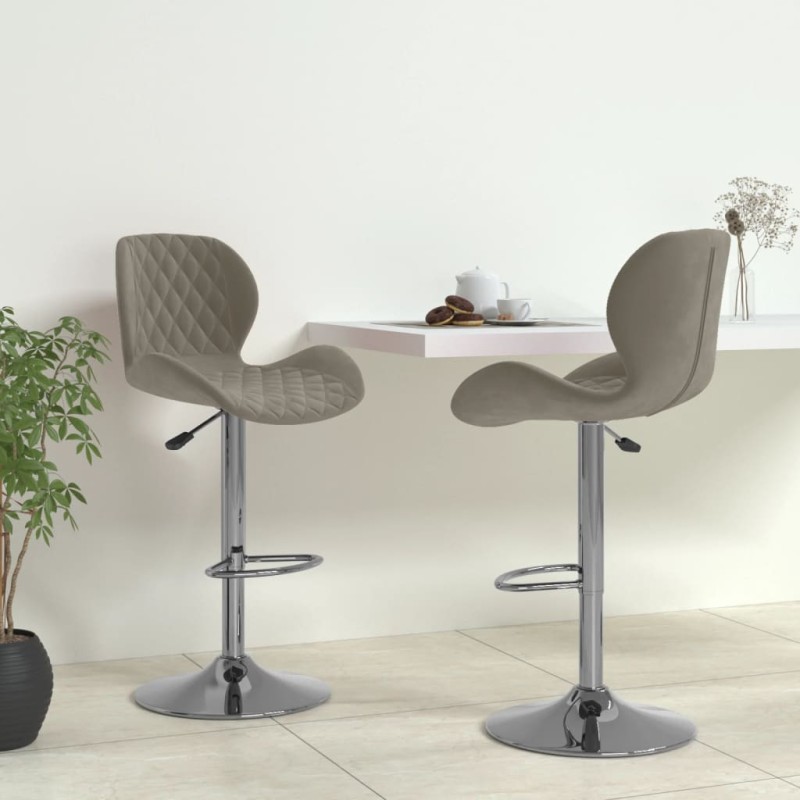 vidaXL Taburetes de cocina 2 unidades terciopelo gris claro vidaXL Taburetes de cocina 2 unidades terciopelo gris claro