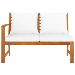 vidaXL Banco de jardín 114,5 cm con cojines crema madera acacia maciza