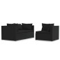vidaXL Set de muebles de jardín 3 pzas y cojines ratán sintético negro