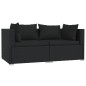 vidaXL Set de muebles de jardín 3 pzas y cojines ratán sintético negro
