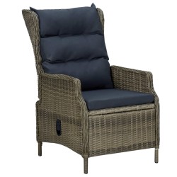 vidaXL Sillón reclinable de jardín con cojines ratán sintético marrón