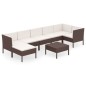 vidaXL Set muebles de jardín 8 pzas y cojines ratán sintético marrón vidaXL Set muebles de jardín 8 pzas y cojines ratán sintético marrón