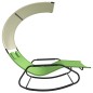 vidaXL Tumbona mecedora doble con toldo verde y crema vidaXL Tumbona mecedora doble con toldo verde y crema