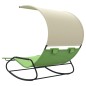 vidaXL Tumbona mecedora doble con toldo verde y crema vidaXL Tumbona mecedora doble con toldo verde y crema