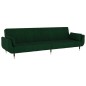 vidaXL Sofá cama de 2 plazas con dos cojines terciopelo verde oscuro vidaXL Sofá cama de 2 plazas con dos cojines terciopelo verde oscuro