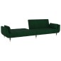 vidaXL Sofá cama de 2 plazas con dos cojines terciopelo verde oscuro vidaXL Sofá cama de 2 plazas con dos cojines terciopelo verde oscuro