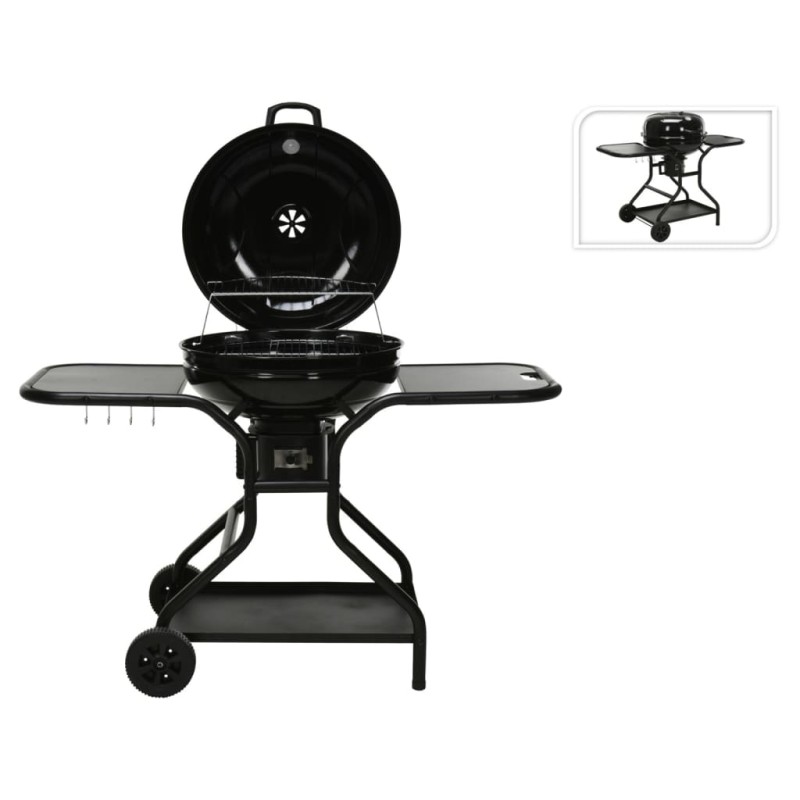 ProGarden Barbacoa sobre ruedas con mesita auxiliar negro ProGarden Barbacoa sobre ruedas con mesita auxiliar negro