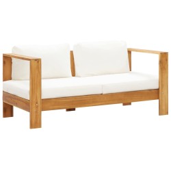 vidaXL Sofá de jardín con cojín madera de acacia blanco crema 140 cm