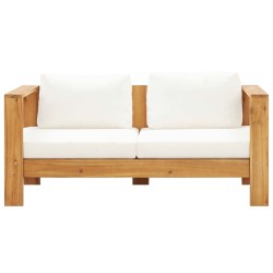 vidaXL Sofá de jardín con cojín madera de acacia blanco crema 140 cm