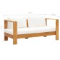 vidaXL Sofá de jardín con cojín madera de acacia blanco crema 140 cm vidaXL Sofá de jardín con cojín madera de acacia blanco crema 140 cm