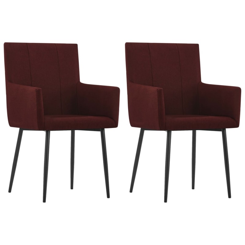 vidaXL Sillas de comedor con reposabrazos 2 unidades tela rojo vino vidaXL Sillas de comedor con reposabrazos 2 unidades tela rojo vino