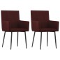 vidaXL Sillas de comedor con reposabrazos 2 unidades tela rojo vino vidaXL Sillas de comedor con reposabrazos 2 unidades tela rojo vino