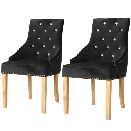 vidaXL Sillas de comedor 2 unidades roble macizo y terciopelo negro 