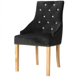 vidaXL Sillas de comedor 2 unidades roble macizo y terciopelo negro 