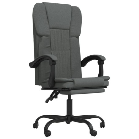vidaXL Silla de oficina reclinable de tela gris oscuro