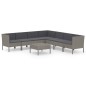 vidaXL Set de muebles de jardín 8 pzas y cojines ratán sintético gris vidaXL Set de muebles de jardín 8 pzas y cojines ratán sintético gris