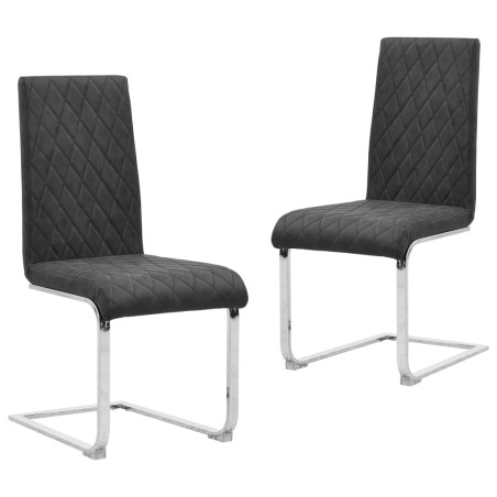 vidaXL Sillas de comedor voladizas 2 unidades cuero sintético negro