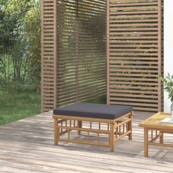 vidaXL Reposapiés de jardín bambú con cojín gris oscuro