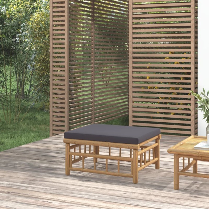 vidaXL Reposapiés de jardín bambú con cojín gris oscuro vidaXL Reposapiés de jardín bambú con cojín gris oscuro