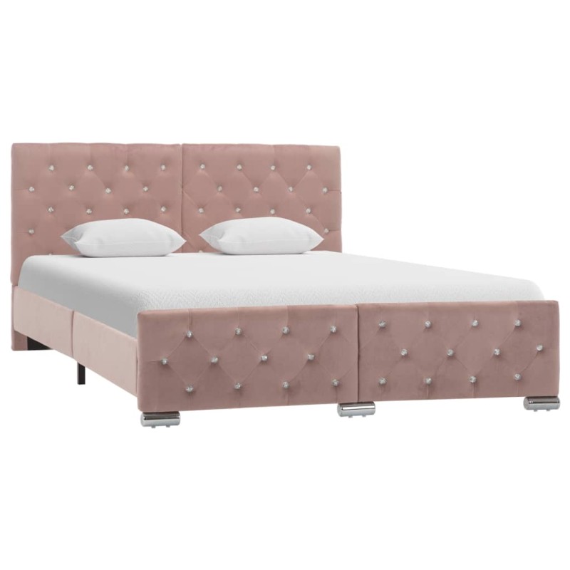 vidaXL Estructura de cama de terciopelo rosa 140x200 cm