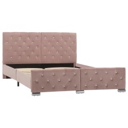 vidaXL Estructura de cama de terciopelo rosa 140x200 cm