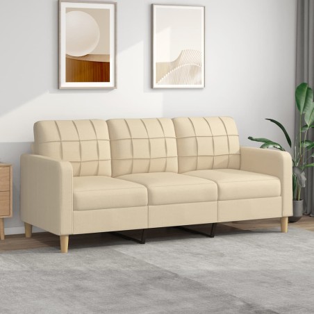 vidaXL Sofá de 3 plazas de tela crema 180 cm