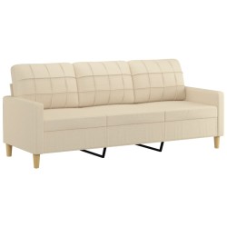 vidaXL Sofá de 3 plazas de tela crema 180 cm