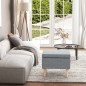 vidaXL Taburete con patas de madera tapizado tejido gris claro vidaXL Taburete con patas de madera tapizado tejido gris claro