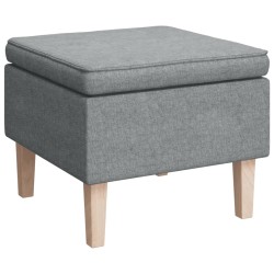 vidaXL Taburete con patas de madera tapizado tejido gris claro