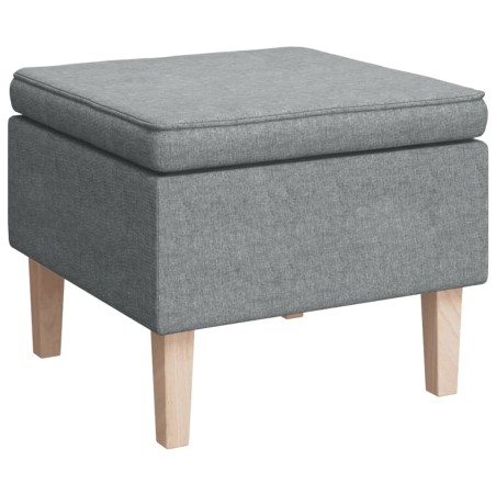 vidaXL Taburete con patas de madera tapizado tejido gris claro