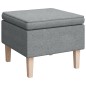 vidaXL Taburete con patas de madera tapizado tejido gris claro vidaXL Taburete con patas de madera tapizado tejido gris claro