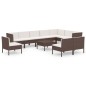 vidaXL Set muebles de jardín 11 pzas y cojines ratán sintético marrón vidaXL Set muebles de jardín 11 pzas y cojines ratán sintético marrón