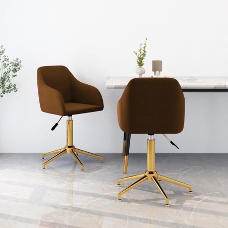 vidaXL Sillas de comedor giratorias 2 unidades terciopelo marrón