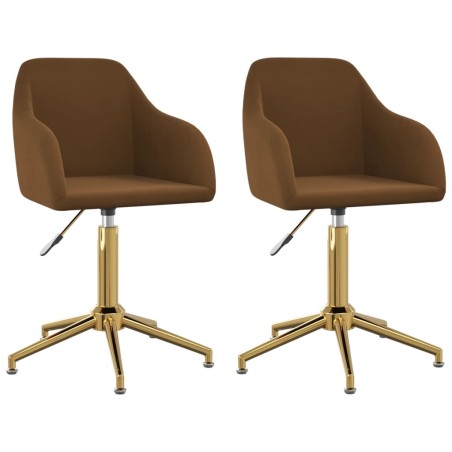 vidaXL Sillas de comedor giratorias 2 unidades terciopelo marrón