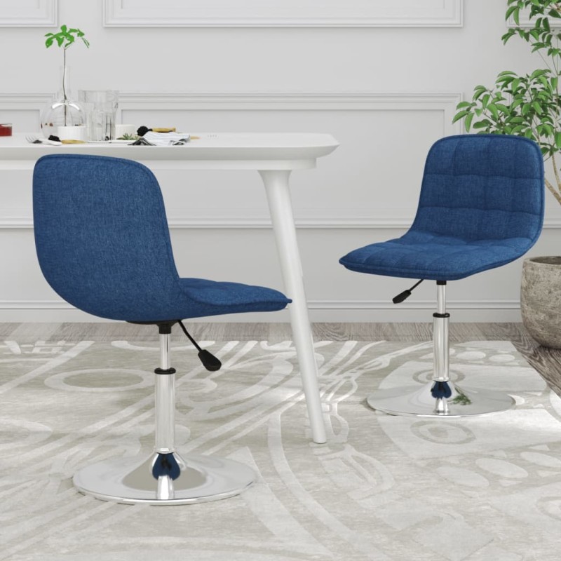 vidaXL Sillas de comedor giratorias 2 unidades tela azul vidaXL Sillas de comedor giratorias 2 unidades tela azul