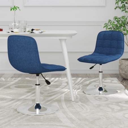 vidaXL Sillas de comedor giratorias 2 unidades tela azul