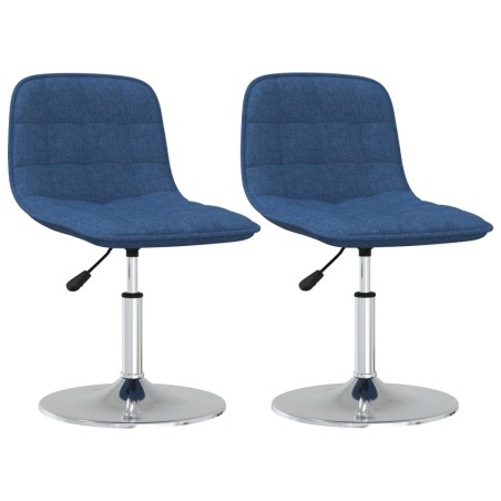 vidaXL Sillas de comedor giratorias 2 unidades tela azul