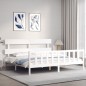vidaXL Estructura de cama con cabecero madera maciza blanco 200x200 cm vidaXL Estructura de cama con cabecero madera maciza blanco 200x200 cm