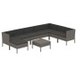 vidaXL Set de muebles de jardín 9 pzas y cojines ratán sintético gris vidaXL Set de muebles de jardín 9 pzas y cojines ratán sintético gris