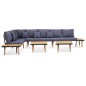vidaXL Juego muebles de jardín 5 plazas y cojines madera acacia marrón vidaXL Juego muebles de jardín 5 plazas y cojines madera acacia marrón