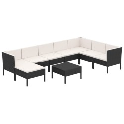 vidaXL Set muebles de jardín 9 pzas y cojines ratán sintético negro