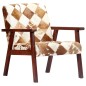 vidaXL Sillón de cuero auténtico de cabra blanco y marrón vidaXL Sillón de cuero auténtico de cabra blanco y marrón