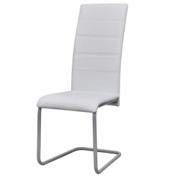 vidaXL Sillas de comedor voladizas 2 unidades cuero sintético blanco