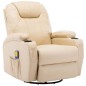 vidaXL Sillón de masaje mecedora de cuero sintético crema