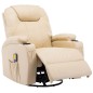 vidaXL Sillón de masaje mecedora de cuero sintético crema