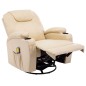 vidaXL Sillón de masaje mecedora de cuero sintético crema