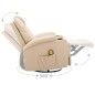 vidaXL Sillón de masaje mecedora de cuero sintético crema