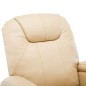 vidaXL Sillón de masaje mecedora de cuero sintético crema