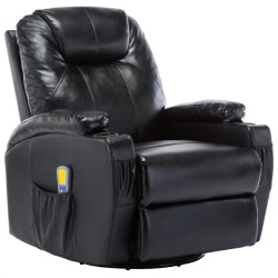 vidaXL Sillón de masaje mecedora de cuero sintético negro